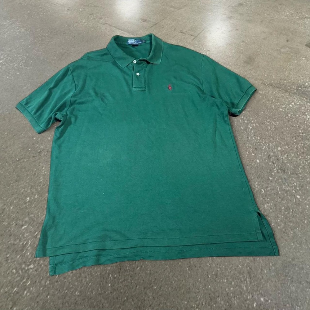 Vintage Polo Ralph Lauren Green Polo Shirt Mens Large Short Sleeve Cotton Pony